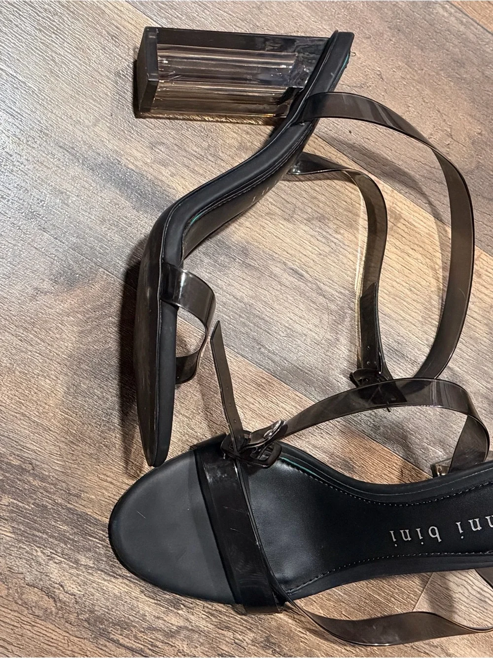 Gianni Bini Black Strappy Ankle-Buckle Heeled Sandal
